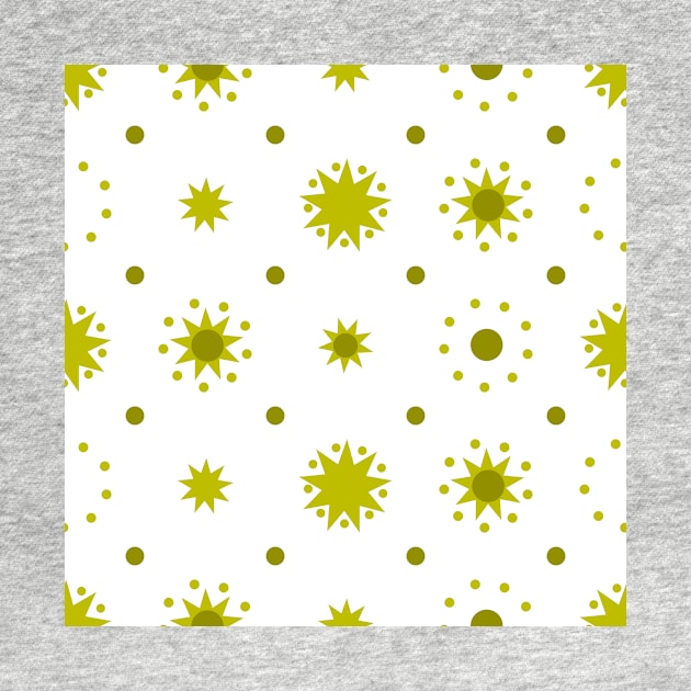 Suns and Dots Yellow Green on White Repeat 5748 by ArtticArlo